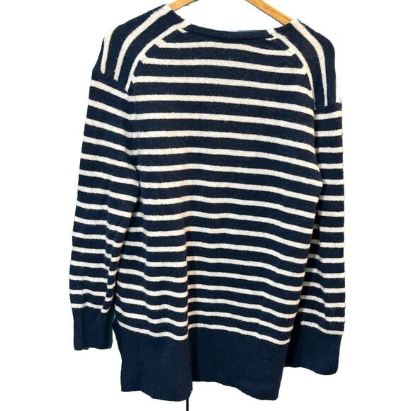 Madewell Small Cozy Navy Walker Long Striped Cardigan Sweater Alpaca Blend Soft - Picture 4 of 7